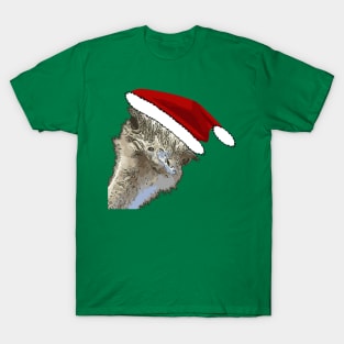 Ostrich Wearing Santa Hat Christmas Zoo Animal T-Shirt